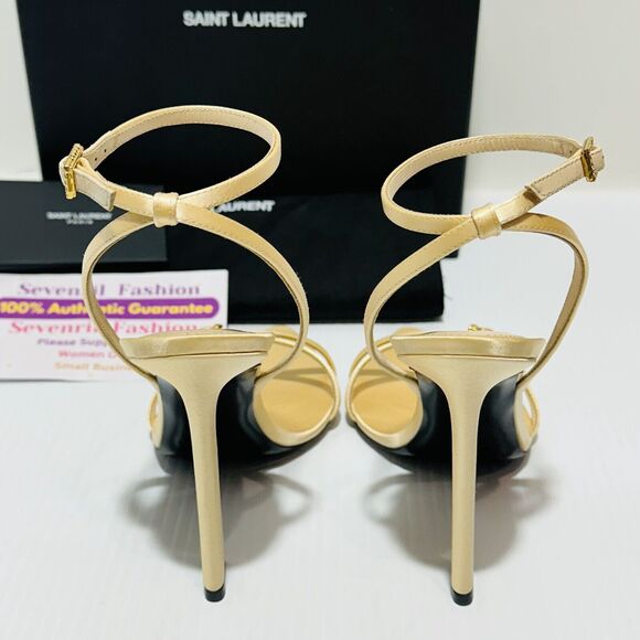 Saint Laurent Lila EU 38/ US 8 Sandals Soft Nude Gippy Buckle Ankle-Strap NIB - Picture 5 of 10